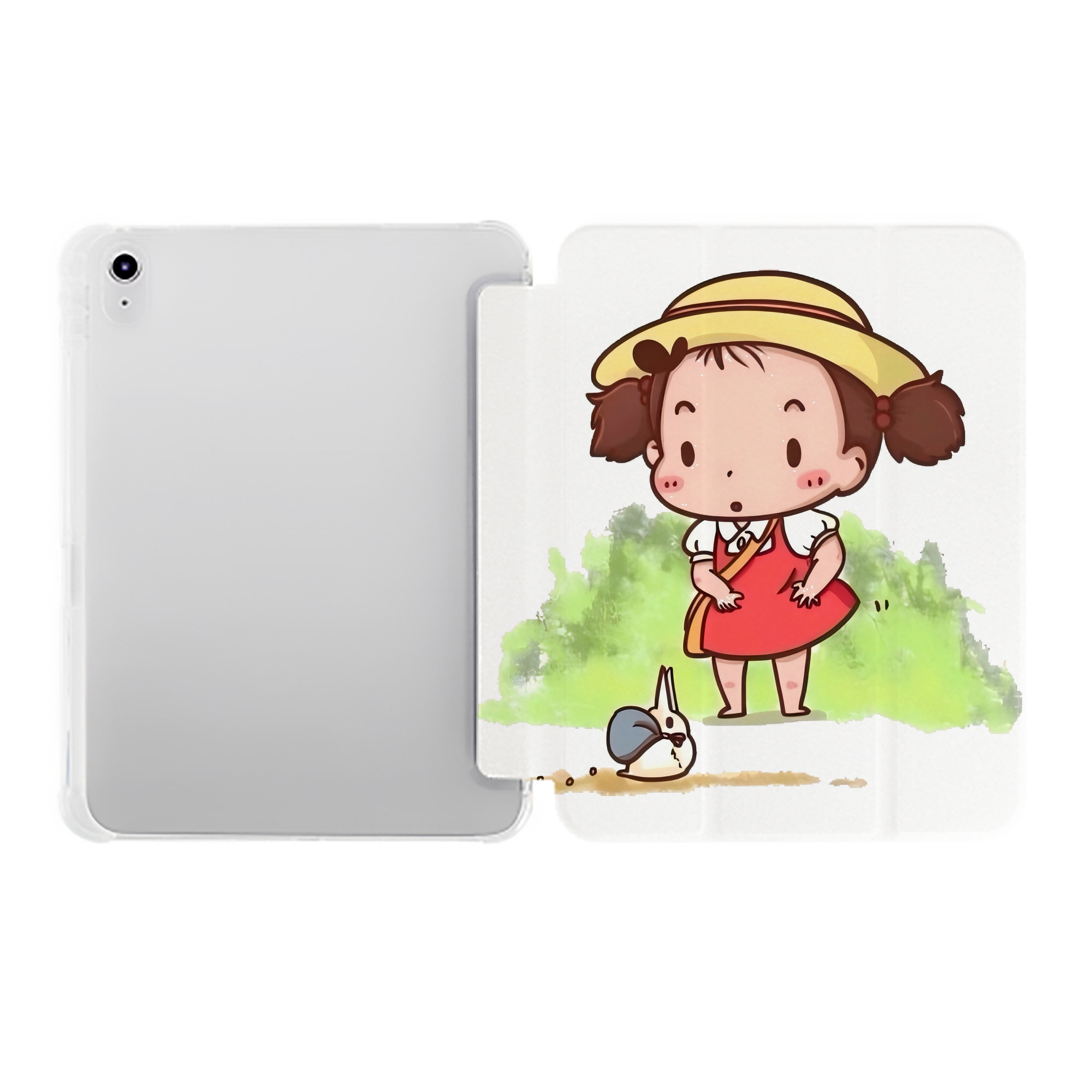 （画像用） となりのトトロ 草壁メイ 草壁サツキ My Neighbor Totoro Satsuki Kusakabe Mei Kusakabe IPad ケース ペン収納付き 三つ折りスタンド PUレザー×シリコン 対応機種9.5/10.5/10.9インチ